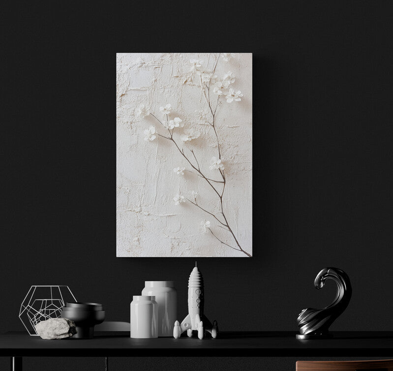 White Flowers on Textured Canvas